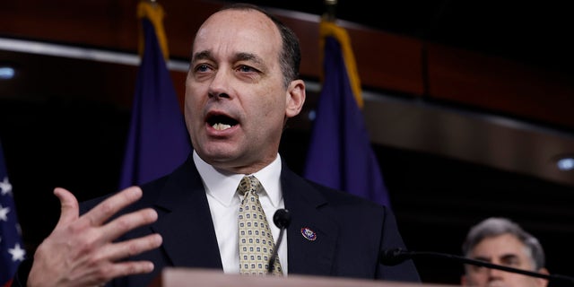 WASHINGTON, DC - MARCH 10: Rep. Bob Goods (R-VA) speaks during a news conference with the House Freedom Caucus on the debt limit negotiations at the U.S. Capitol Building on March 10, 2023 in Washington, DC. Members of the caucus held the news conference to say they would consider voting to raise the debt ceiling in exchange for enacting legislation that would "shrink Washington" and bring government spending back to before 2020 and the Covid-19 Pandemic. (Photo by Anna Moneymaker/Getty Images)